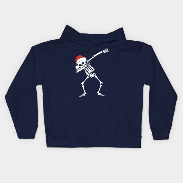 Dabbing Skeleton With Santa Hat Kids Hoodie by Hobbybox